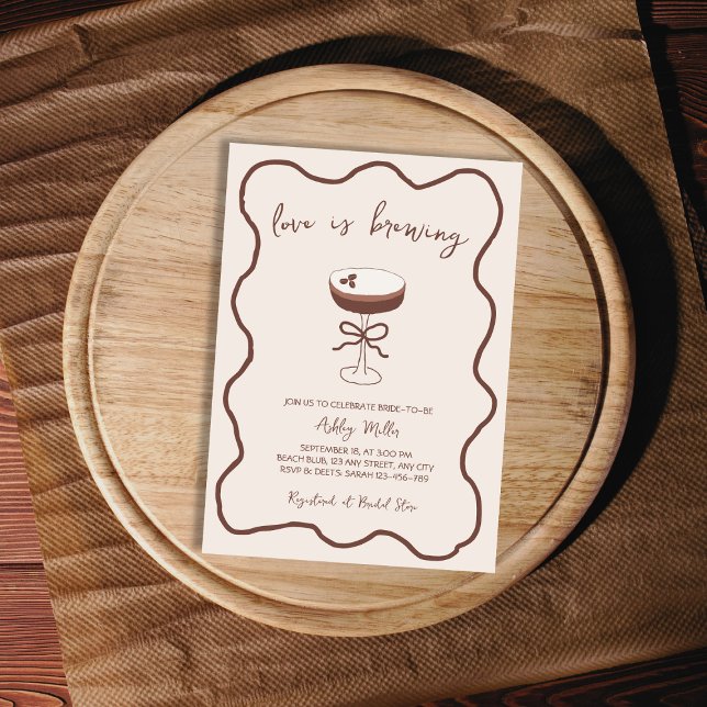 Invitación El Amor Está Haciendo La Mano Deta Espresso Martin (Love Is Brewing Hand Drawn Espresso Martini Invitation)