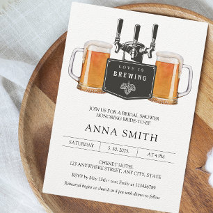 Invitación El amor está preparando Beer Pizza Casual Bridal S