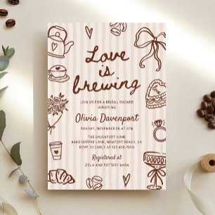 Invitación El amor está preparando café con ducha de novia de