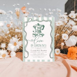 Invitación El amor está preparando café moderno ducha de novi