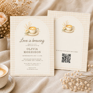 Invitación El amor está preparando café Rustic Boho Despedida