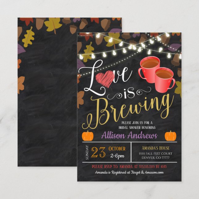 Invitación El amor está preparando ducha de novia (Anverso / Reverso)