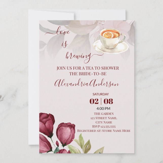 Invitación El Amor Está Preparando Ducha De Novias Rosas De A (Anverso)