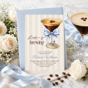 Invitación El amor está preparando el café de rayas azules pa