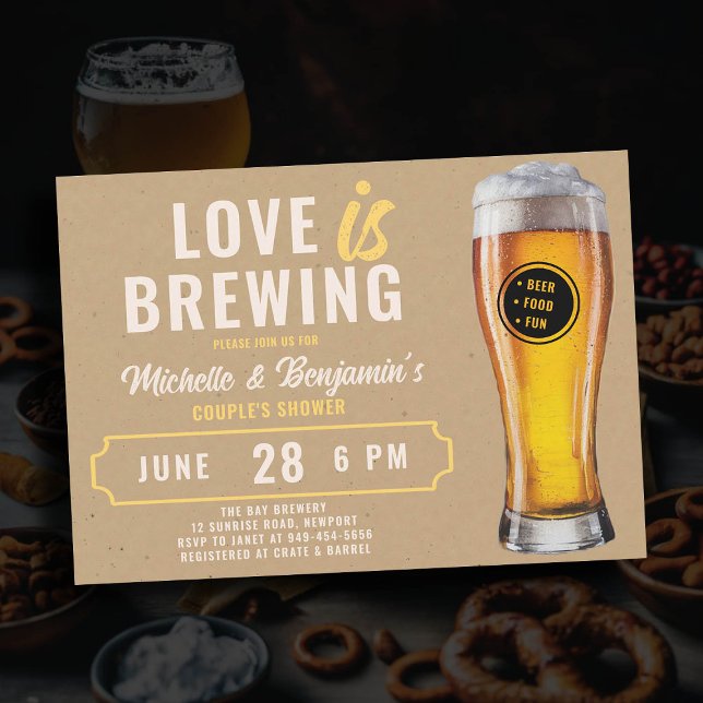 Invitación El amor está preparando el tema de la cerveza Duch (love is brewing beer couples shower invitation brewery party)