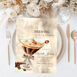 Invitación El amor está preparando Espresso con destellos bri
