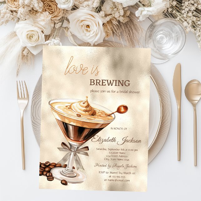 Invitación El amor está preparando Espresso con destellos bri (Subido por el creador)