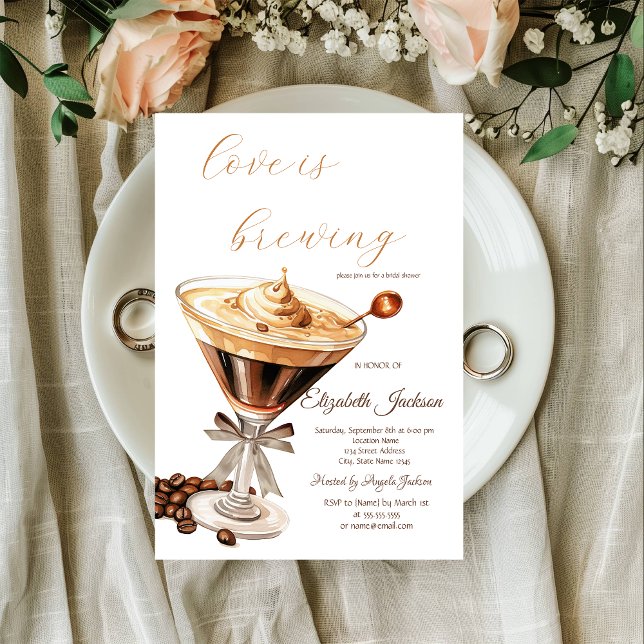 Invitación El amor está preparando Espresso Martini con gotas (Subido por el creador)