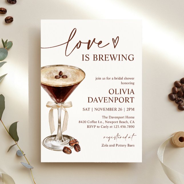 Invitación El amor está preparando la ducha de novia Espresso (Subido por el creador)