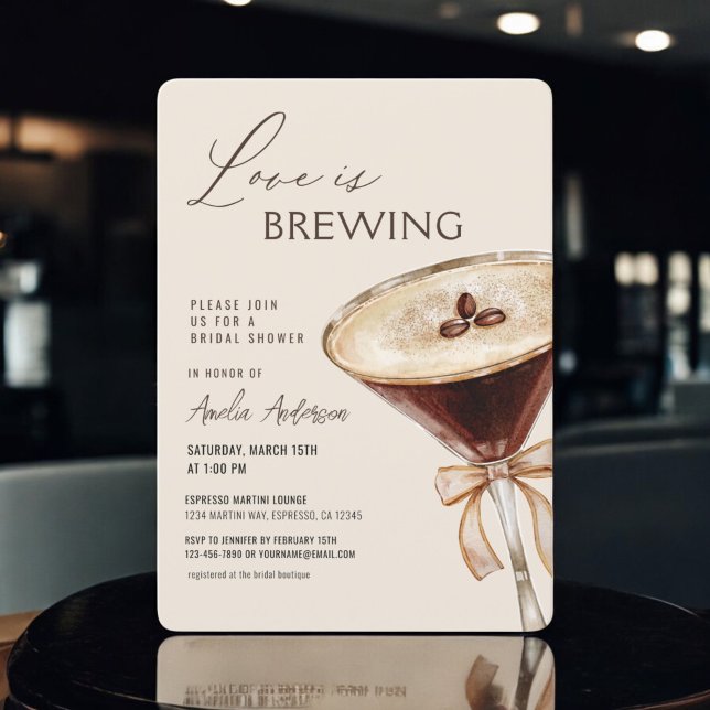 Invitación El amor está preparando la ducha de novia Espresso (Subido por el creador)