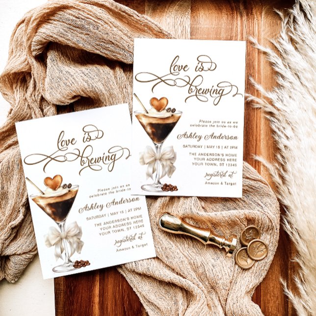 Invitación El amor está preparando la ducha de novia Espresso (Subido por el creador)