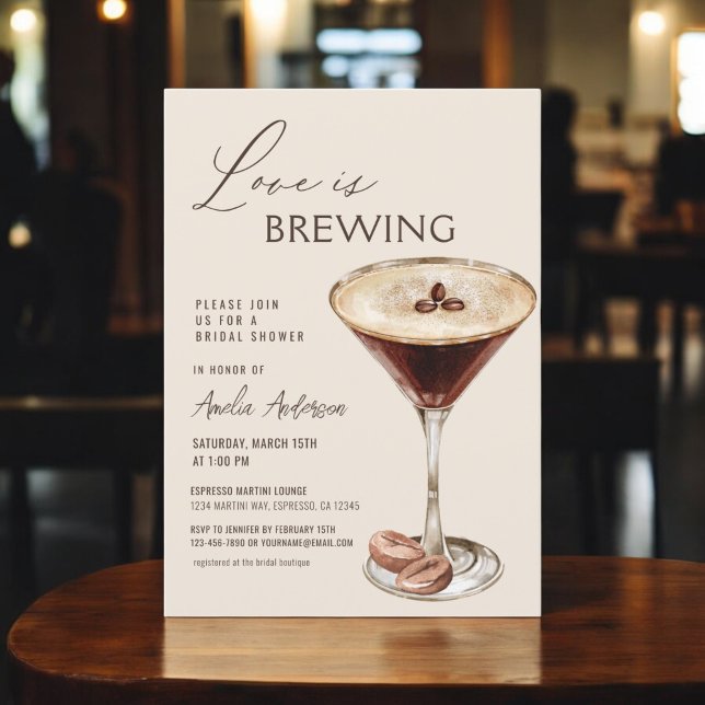 Invitación El amor está preparando la ducha de novia Espresso (Subido por el creador)