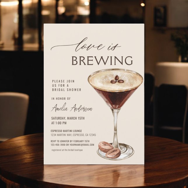 Invitación El amor está preparando la ducha de novia Espresso (Subido por el creador)