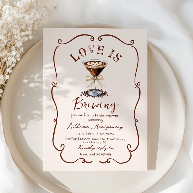Invitación El amor está preparando la ducha de novia Espresso (Subido por el creador)