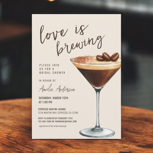 Invitación El amor está preparando la ducha de novia Espresso (Subido por el creador)