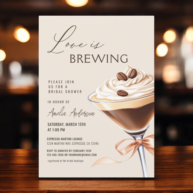 Invitación El amor está preparando la ducha de novia Espresso (Subido por el creador)