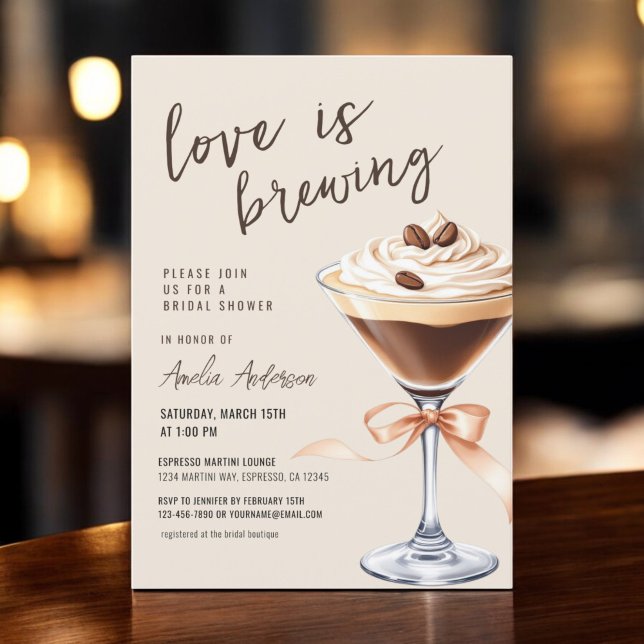 Invitación El amor está preparando la ducha de novia Espresso (Subido por el creador)