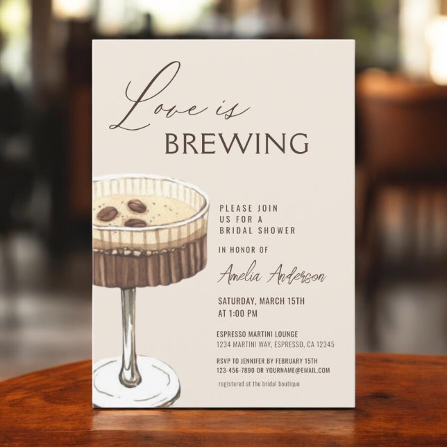 Invitación El amor está preparando la ducha de novia Espresso (Subido por el creador)