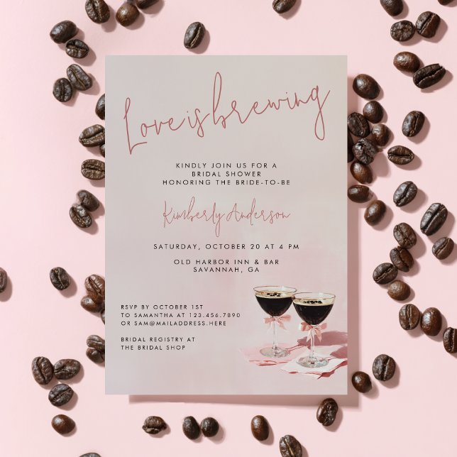 Invitación El amor está preparando la ducha de novia Espresso (Subido por el creador)