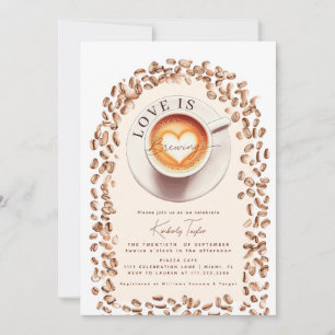 Invitación El amor está preparando la taza de café Corazón De