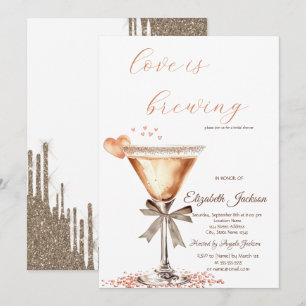 Invitación El amor está preparando Martini Heart Glitter Drip