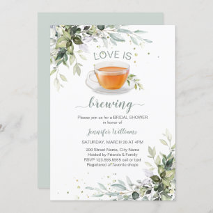 Invitación El amor está preparando té Fiesta ducha de novia