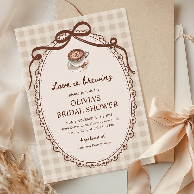 Invitación El amor está preparando un café de Gingham para la (Subido por el creador)