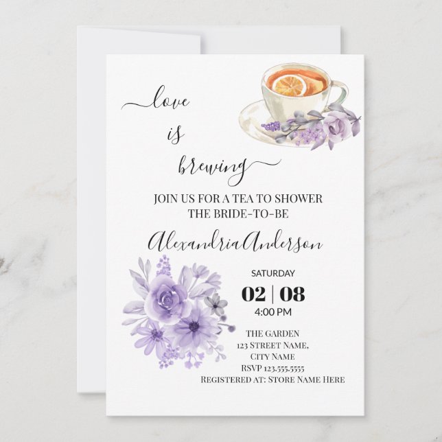 Invitación El Amor Está Preparando Una Ducha De Novias Orquíd (Anverso)