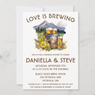 Invitación El amor está produciendo cerveza de montaña temáti