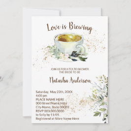Invitación El amor está produciendo herbal té y ducha de novi