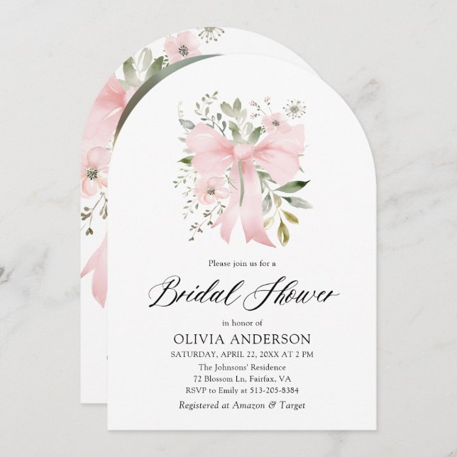 Invitación El amor floral rosado en la ducha de novias en el  (Anverso / Reverso)