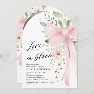 Invitación El amor floral rosado en la ducha de novias en el 
