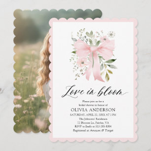 Invitación El amor floral rosado moderno en ducha de novias e