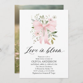 Invitación El amor floral rosado moderno en ducha de novias e