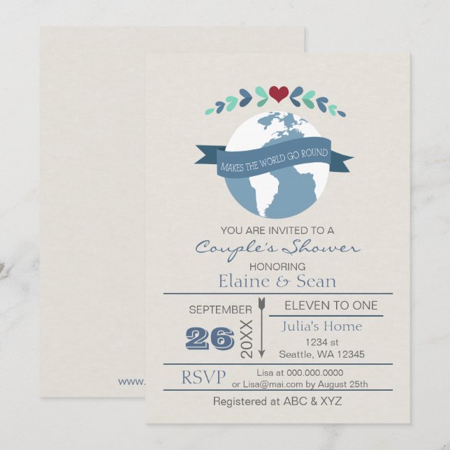 Invitación El Amor Hace Invitar A La Ducha Bridal A La Vuelta (Anverso / Reverso)