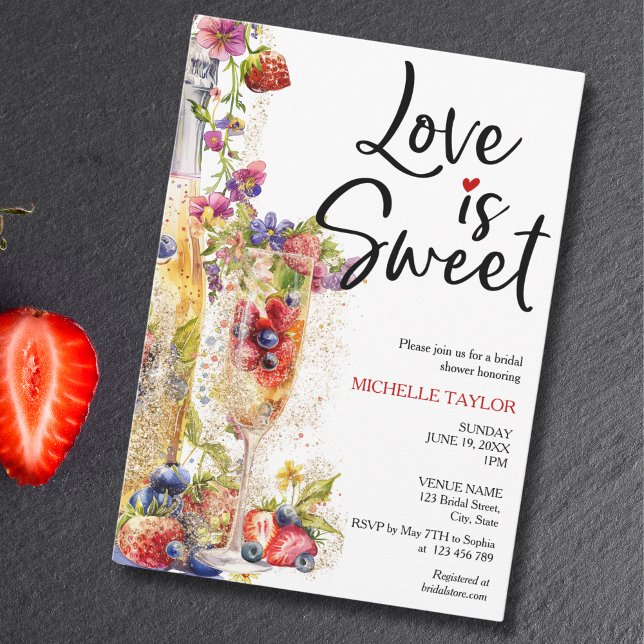 Invitación El amor moderno es dulce verano Champagne Fresas (Subido por el creador)
