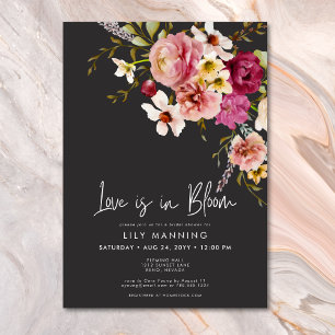Invitación El Amor Moderno Está En Flor Negra Ducha Novial
