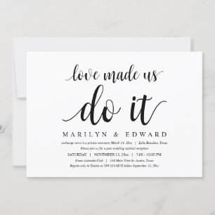 Invitación El amor nos hizo hacerlo, Modern Post Boda Elopeme