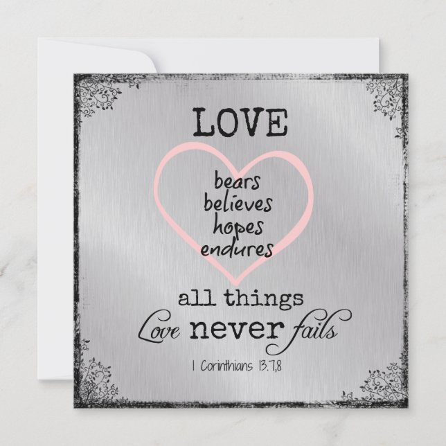 Invitación El amor nunca falla en la Biblia contra el Boda (Anverso)