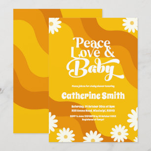 Invitación El amor por la paz y el retro infantil Baby Shower