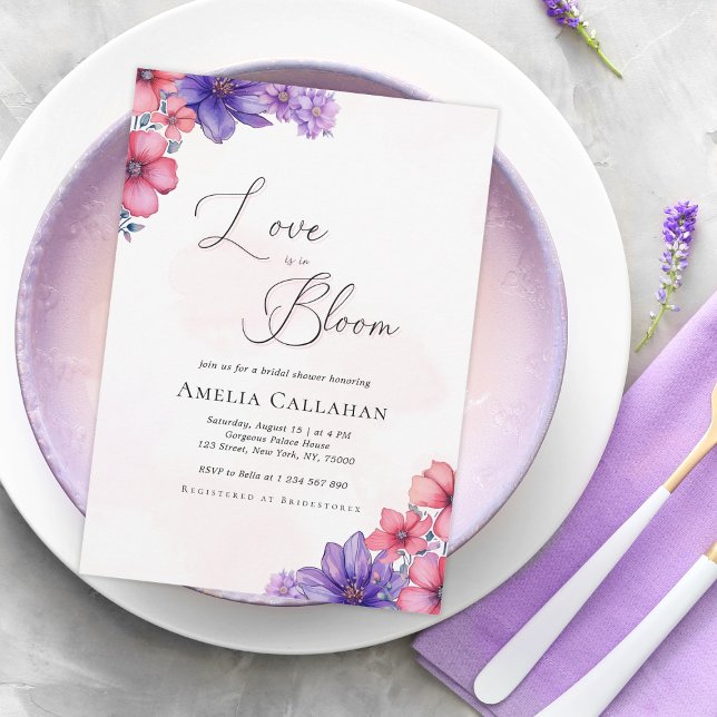 Invitación El amor por la Primavera Rosa en la ducha de novia (Subido por el creador)