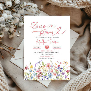 Invitación El amor por las flores silvestres en una ducha de