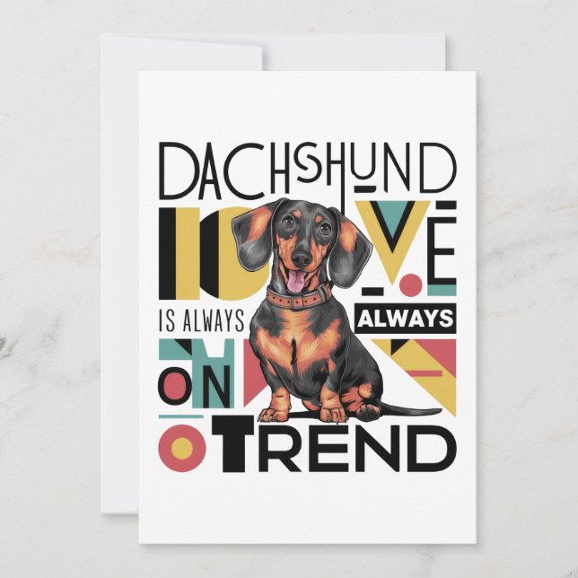 Invitación El amor por los Dachshund siempre está de moda (Anverso)