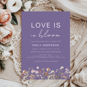 Invitación El amor púrpura en la ducha de flores silvestres e