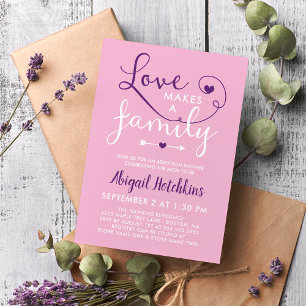 Invitación El Amor Púrpura Rosado Hace Que La Familia Tome Un