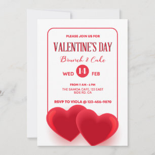 Invitación El amor resplandece los corazones rojos brillantes