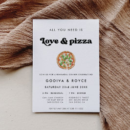 Invitación El amor retro y el ensayo Boda Pizza