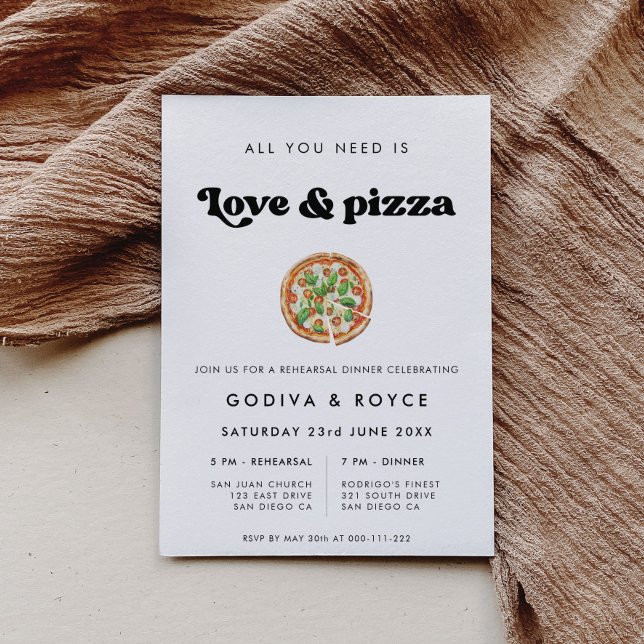 Invitación El amor retro y el ensayo Boda Pizza (Subido por el creador)