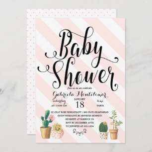 Invitación El amor rosado de las rayas produce el cactus