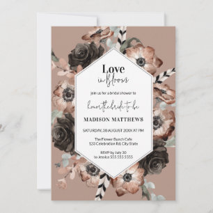 Invitación El amor rosado en la ducha de novias en flor